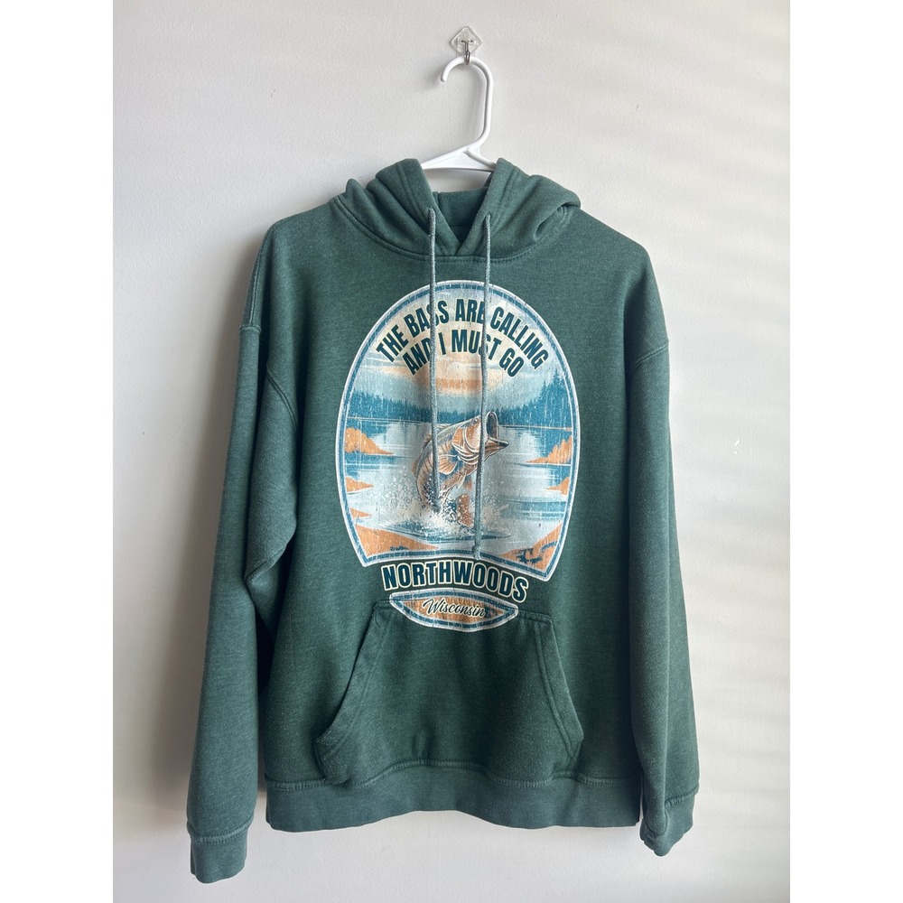 US Vintage Collection Northwoods Green Graphic Pullover Hoodie Mens Large